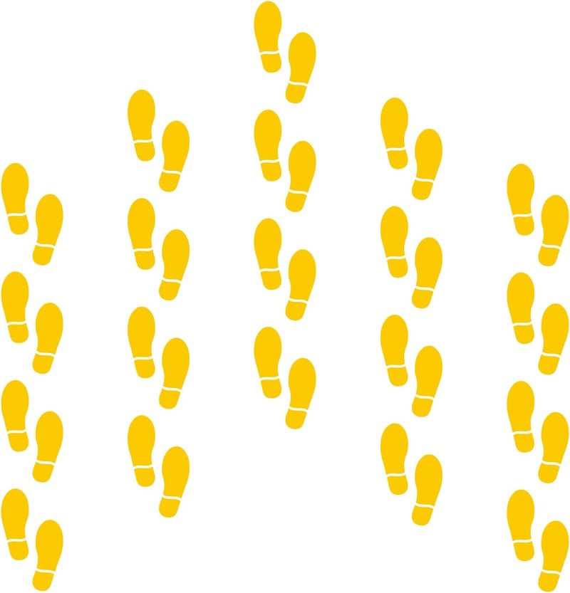 CAOCAOOO 20 Pairs 40 Prints Shoe Stickers 7 Inch Footprints Floor Decals Stickers Feet Distance Floor Sign Party Decor Guide (Yellow) - Image 1
